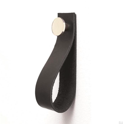Wall hanger 0153L Black Leather with Polished Silver