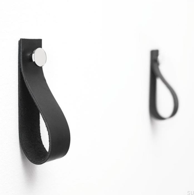 Wall hanger 0153L Black Leather with Polished Silver