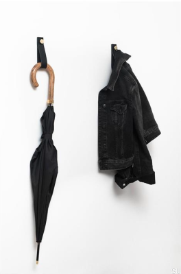 Wall hanger 0153L Leather Black with Black