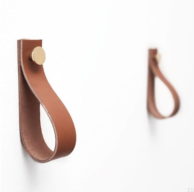 Wall hanger 0153L Leather Brown with Golden