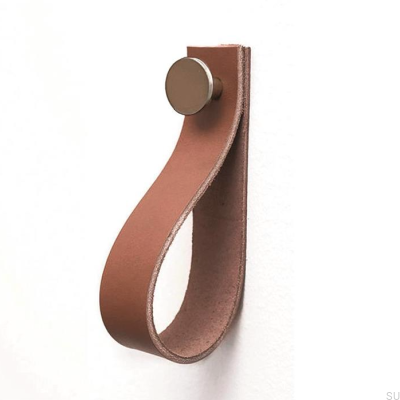 Wall hanger 0153L Brown Leather with Brushed Silver