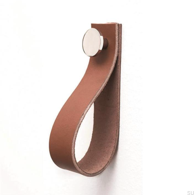 Wall hanger 0153L Brown Leather with Polished Silver