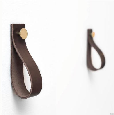 Wall hanger 0153L Leather Dark Brown with Gold