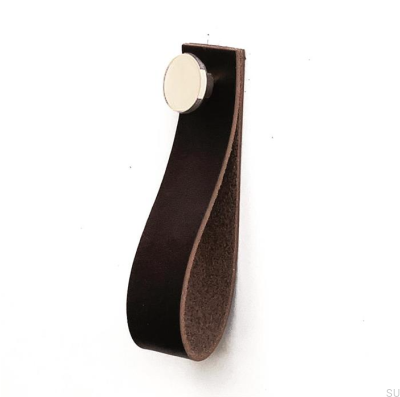 Wall Hanger 0153L Leather Dark Brown with Polished Silver