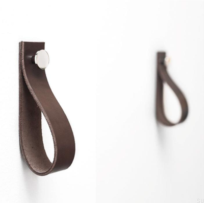 Wall Hanger 0153L Leather Dark Brown with Polished Silver