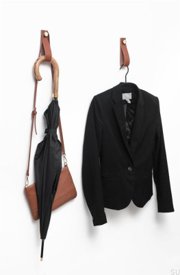 Wall hanger 0153L Leather Dark Brown with Black