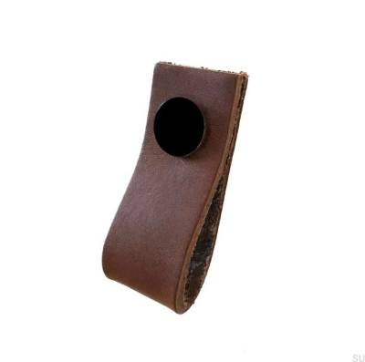 Furniture handle Loop Leather Brown with Black