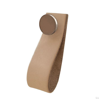 Furniture handle Loop 80 Leather with Brushed Silver