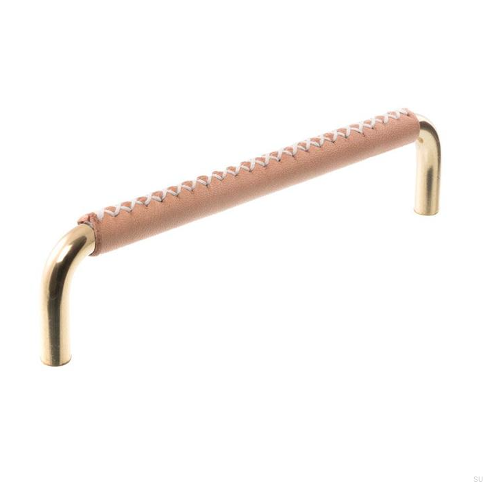 Uchwyt meblowy podłużny 7353 96 Mosiężny Polerowany ze Skórą.png