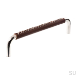 Uchwyt meblowy podłużny 7353 96 Nikiel Polerowany z Brązową Skórą.png