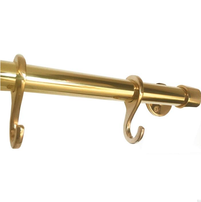 Poręcz (komplet) 1195 z 3 haczykami Mosiężna Polerowana.png