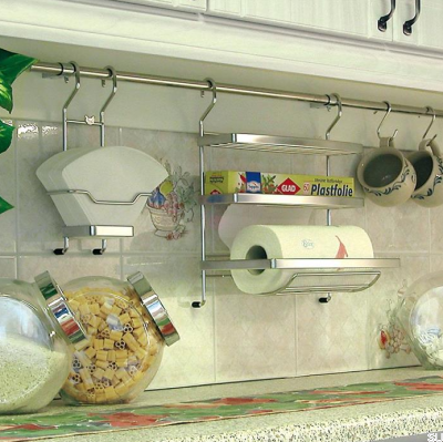 Shelf for kitchen pipe system Polished chrome