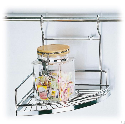 Corner shelf for kitchen pipe system Polished chrome