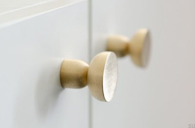 Kokeshi 3032 furniture knob, brushed brass, unvarnished