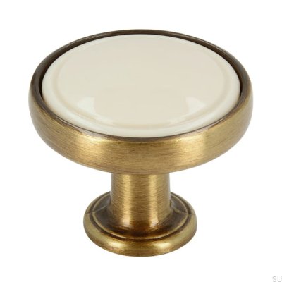 Furniture Knob 1971 30 Antique Bronze with Beige