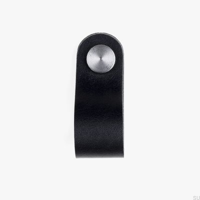 Furniture Knob Pin Black leather with silver