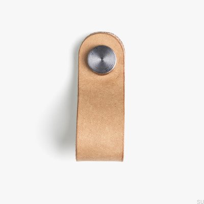 Furniture Knob Pin Leather with silver