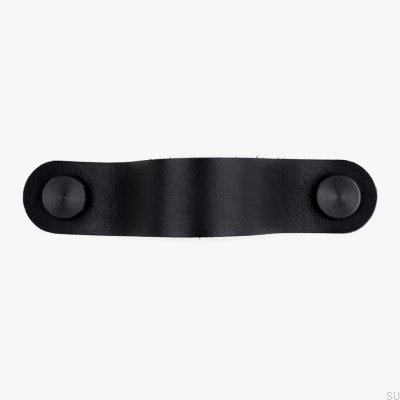 Elongated furniture handle Pin-Pin Leather black with black