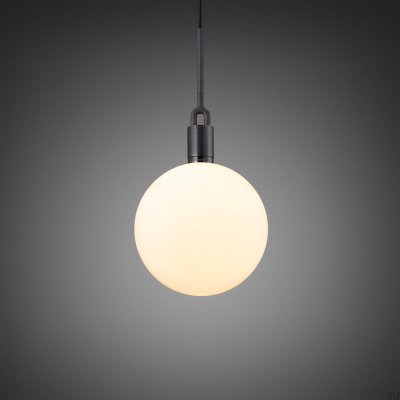 Forked L Hanging Lamp in Gun Metal with a Milky Shade