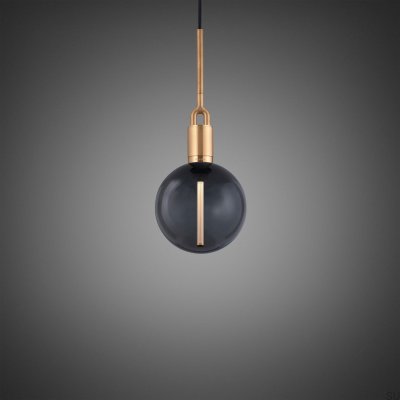 Forked M Brass Pendant Lamp with Smoked Shade