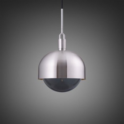 Forked L Pendant Lamp with Silver Steel Shade and Smoked Shade