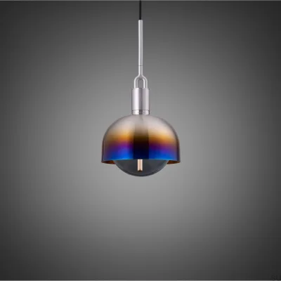 Forked M Pendant Lamp with Burnt Steel Shade and Smoked Shade