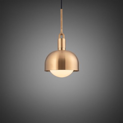 Forked M Pendant Lamp with Brass Cover and Milky Shade