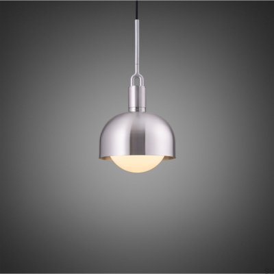 Forked M pendant lamp with a Silver Steel cover and a Milky Shade