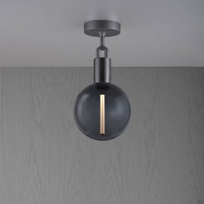 Forked M Steel Gun Metal Ceiling Lamp with Smoked Shade