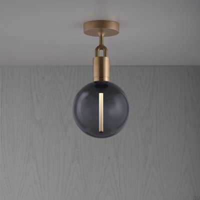 Forked M Brass Ceiling Lamp with Smoked Shade