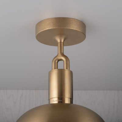 Forked L Ceiling Lamp with Brass Cover and Smoked Shade
