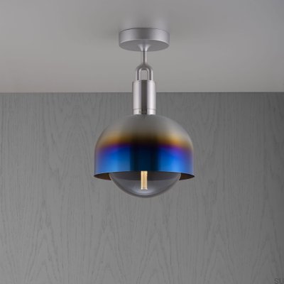 Forked M Ceiling Lamp with Burnt Steel Cover and Smoked Shade