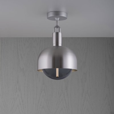 Forked M Ceiling Lamp with Silver Steel Cover and Smoked Shade