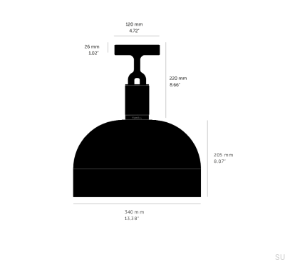 Forked L Ceiling Lamp with Brass Cover