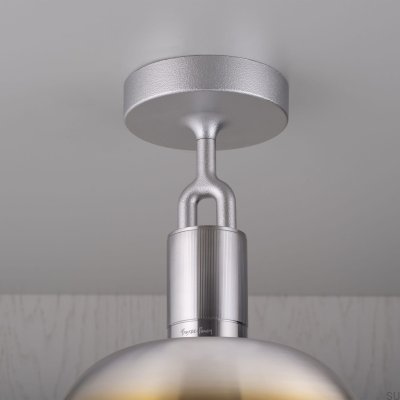 Forked L Ceiling Lamp with Burnt Steel Cover