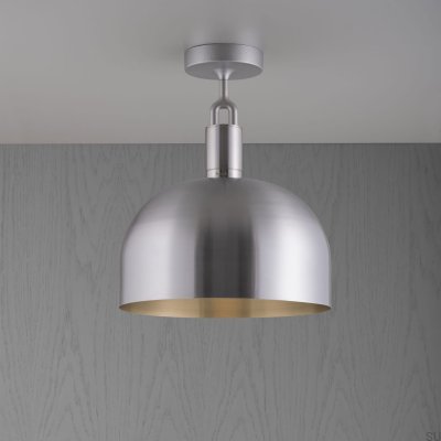 Forked L Ceiling Lamp with Silver Steel Cover