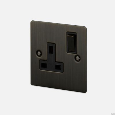 Single Socket Type G UK 1G Brass Burnt Bronze British Standard