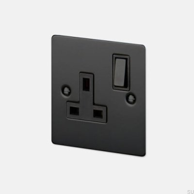 Single Socket Type G UK 1G Steel Black British Standard
