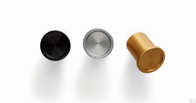 Furniture knob Round Aluminum Black Brushed