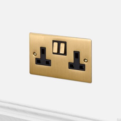 Double Socket Type G UK 2G Brass British Standard