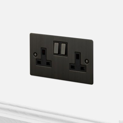 Double Socket Type G UK 2G Brass Burnt Bronze British Standard