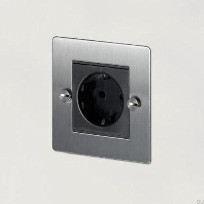 Single Socket Type C Euro 1G Steel Silver British Standard