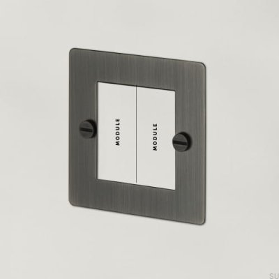 Euro Plate 1G Double-Module Frame, Steel, Brass, Burnt Bronze, British Standard