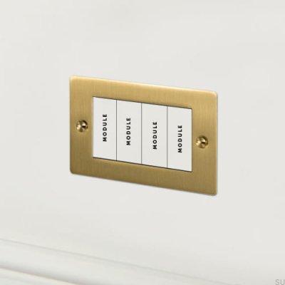 Euro Plate 2G Four-Module Frame, Brass, British Standard