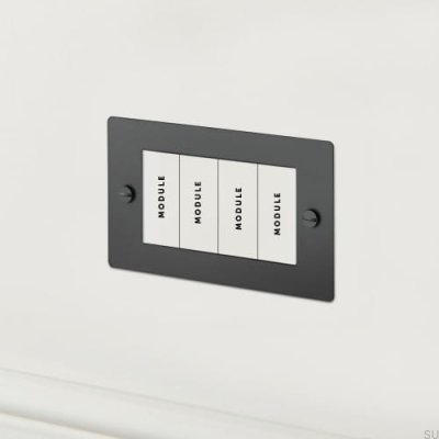 Euro Plate 2G Four-Module Frame, Black Steel, British Standard