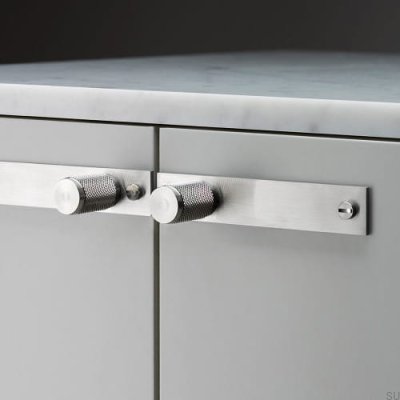 Furniture knob with washer Cross Plate 20 Steel Silver (set of 2)