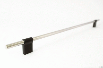 Elongated furniture handle Line Mix 342 Polished steel with black