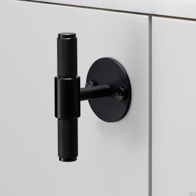 T-Bar Furniture Handle with Cross Plate 95 Steel Black