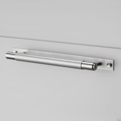 Long furniture handle with Cross Plate pad 225 Steel Silver