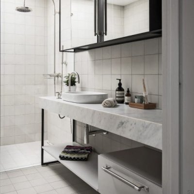 Elongated furniture handle with Cross Plate pad 225 Brass Burnt Bronze